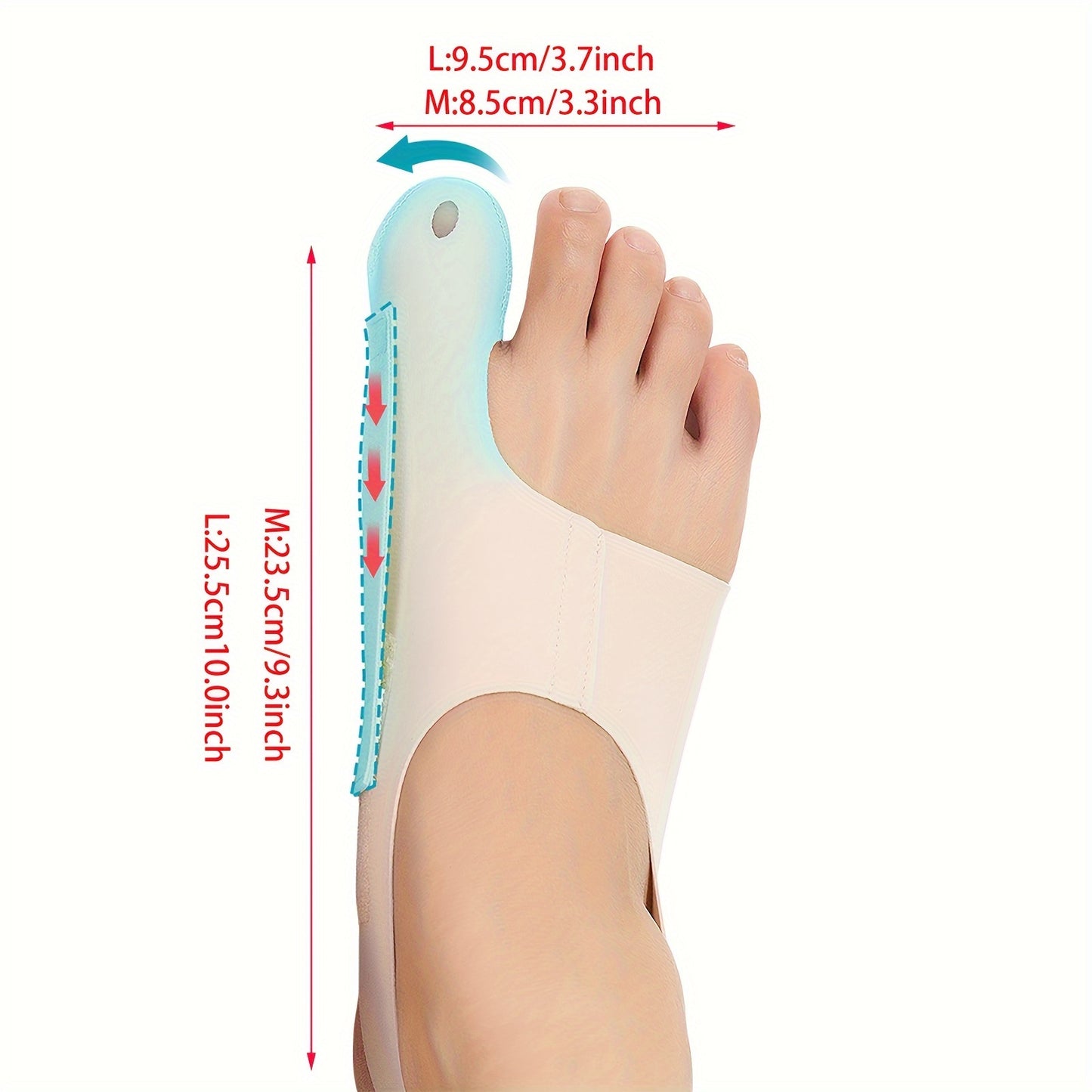 1Pair Corrector Socks, Big Toe Straightener for Day/Night, Adjustable & Breathable Sleeve In Shoe, Bunions Correction