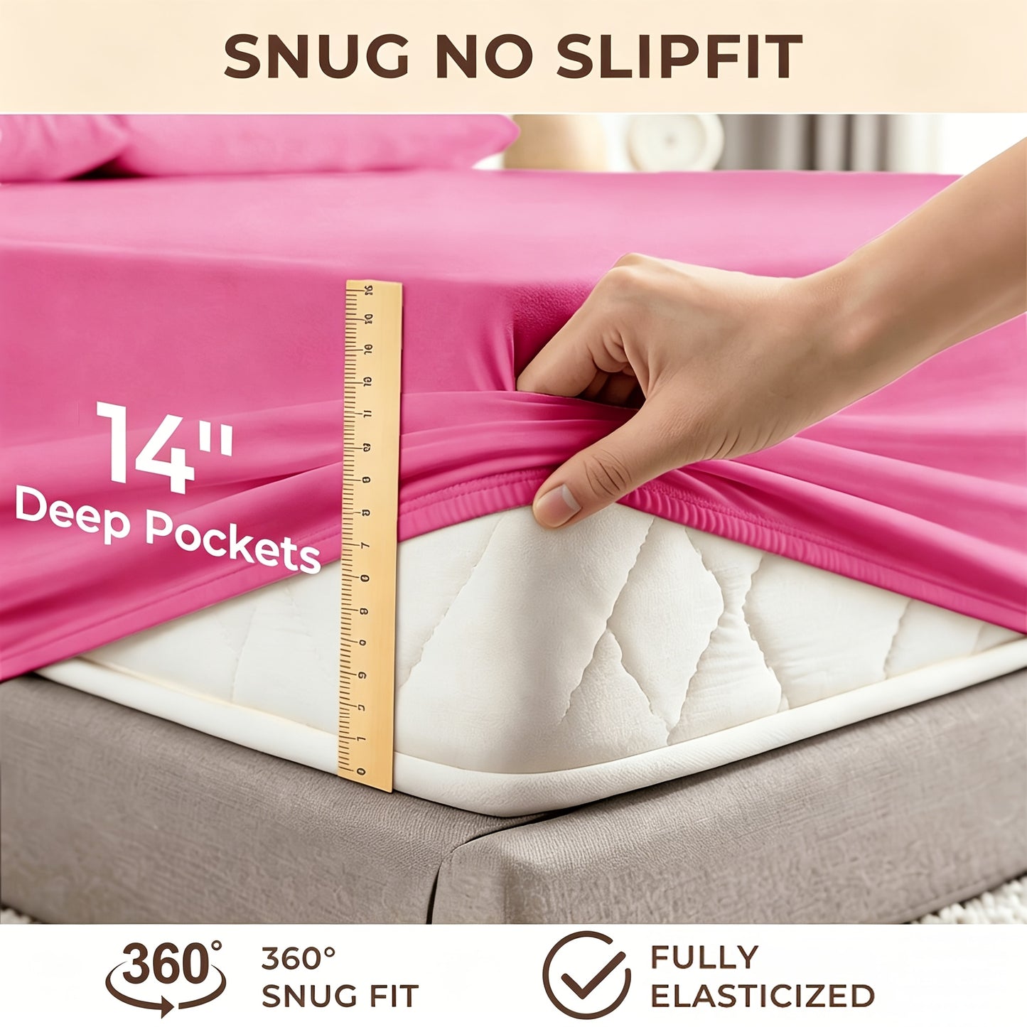 Cooling Sheet & Pillowcase Sets - 4pcs Iconic Collection Bedding -Rayon Derived From Bamboo, Deep Pocket Up to 14" Hotel Luxury, Extra Soft, Cooling Bed Sheets - Wrinkle, Fade, Stain Resistant Suitable for Room Decor Children's Rooms