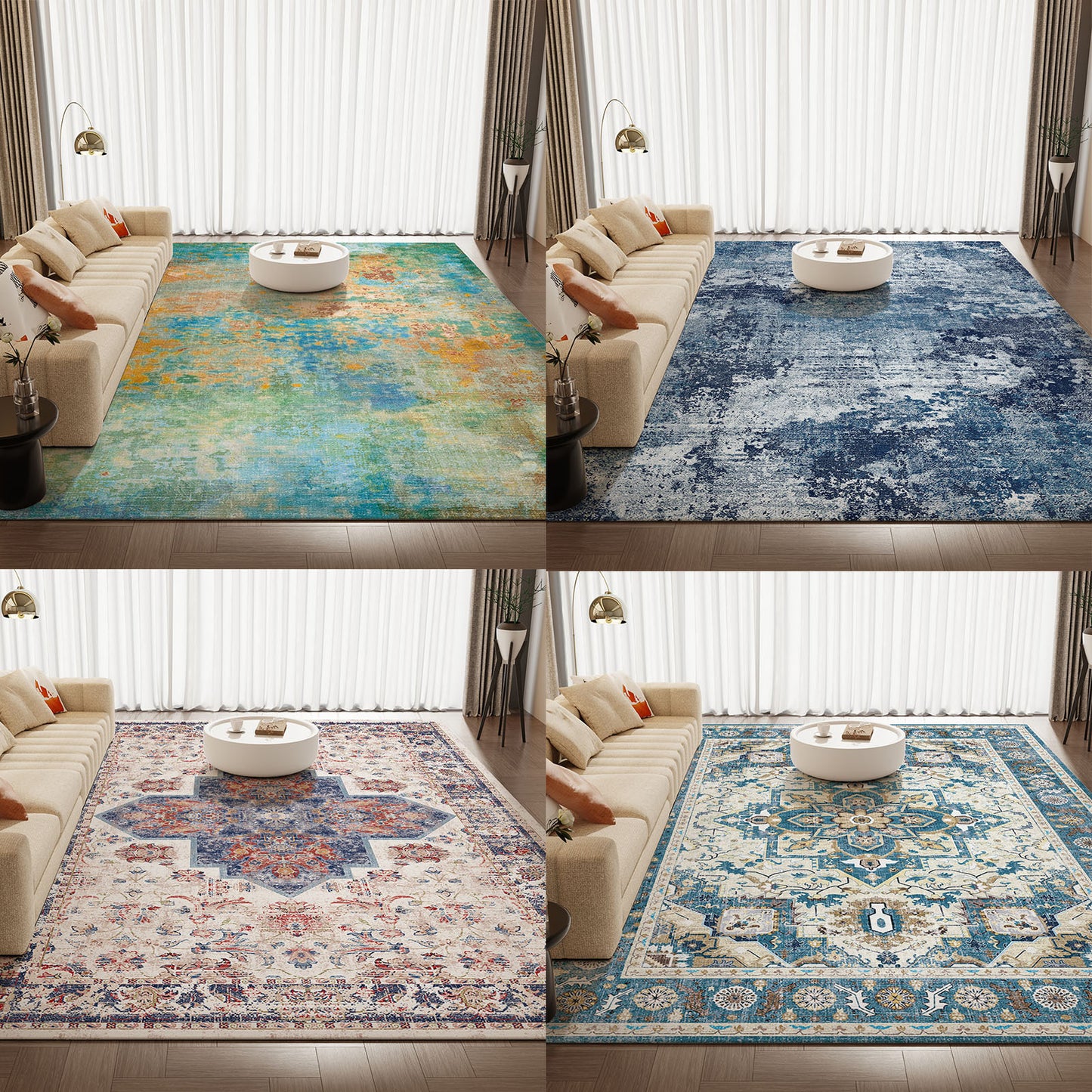 1pc Retro-Style Christmas Themed Rug - Soft-Washable Tie-Dye Pattern, Durable And Cozy Floor Mat for Indoor/Outdoor Living Room, Kitchen And Winter Decor