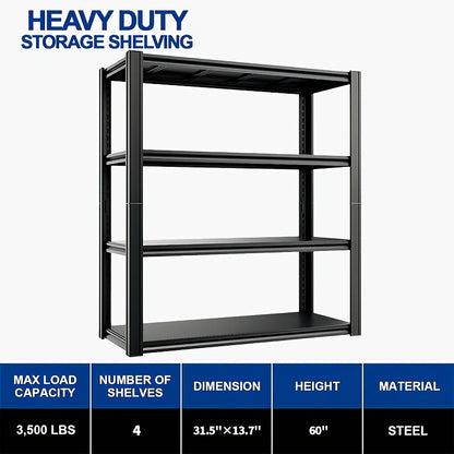Heavy Duty Adjustable Metal Shelving Unit - Powder-Coated -Standing Storage Rack Suitable for Garage, Basement, Warehouse - No-Tool Assembly, Adjustable Height Shelves, Sturdy Frame, Ideal for Tool & Christmas Storage Organization, Storage