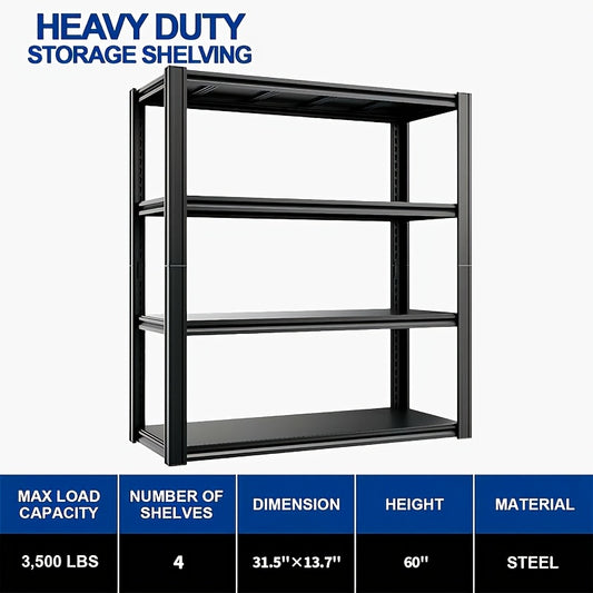 Heavy Duty Adjustable Metal Shelving Unit - Powder-Coated -Standing Storage Rack Suitable for Garage, Basement, Warehouse - No-Tool Assembly, Adjustable Height Shelves, Sturdy Frame, Ideal for Tool & Christmas Storage Organization, Storage