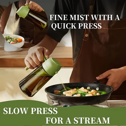 Glass Olive Oil Dispenser Bottle 2pcs 2-in-1 Oil Dropper and Cooking Sprayer with Automatic Flip Cap Spill Proof Food Grade for Kitchen BBQ Outdoor Cooking