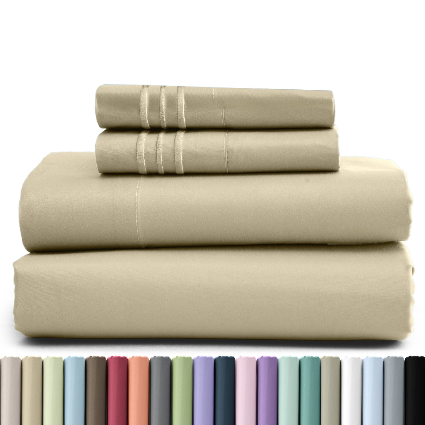 Hannah Bedding 4 Pieces Solid Colors Bed Sheets - 1800 Series Brushed Sheet Set With Pillowcases, Deep Pocket Bedding Set For Ultimate Comfort - Lightweight And Breathable Cooling Sheet Set - 16 Inches Deep Pocket