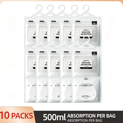 20 Power-Free Hanging Dehumidification Bags - 90 Days of Continuous Moisture Absorption, Suitable for Wardrobes, Bedrooms, Bathrooms - Reusable Plastic Dehumidifiers with Hooks, for Modern Design Rooms