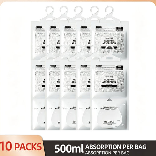 20 Power-Free Hanging Dehumidification Bags - 90 Days of Continuous Moisture Absorption, Suitable for Wardrobes, Bedrooms, Bathrooms - Reusable Plastic Dehumidifiers with Hooks, for Modern Design Rooms