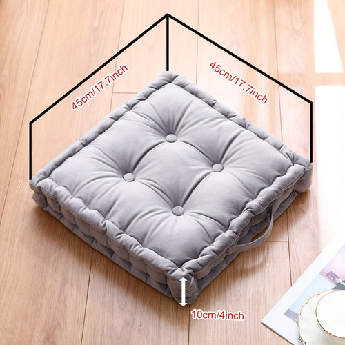 1pc Square Flannel Futon Mat Thickened for All Seasons, Chair and Stool Mat, Cushion, Steamed Bun Seat Mat, Futon Meditation Mat, Decorative Ornament, Bay Window Pillow