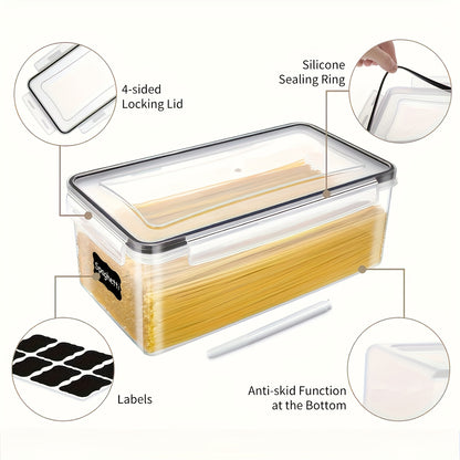4pcs X 108.2oz Airtight Food Storage Containers with Lids, Plastic Spaghetti Container for Pasta, Cereals, Snacks And Other Dry Food Organizer, BPA Free Air Tight House Kitchen Pantry Organization, with 4 Spoons, a Pen And Labels