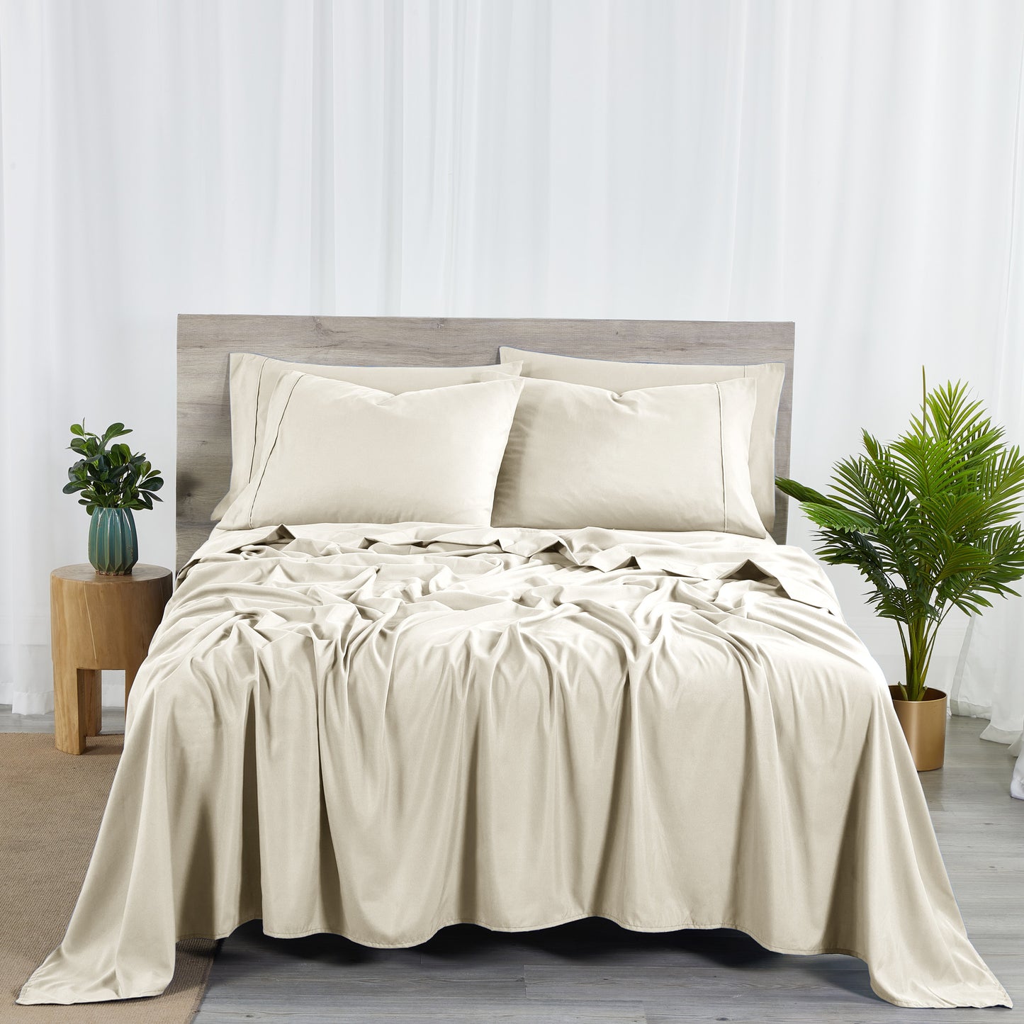 Dan River Bamboo 2000 Thread Count 6-Piece Sheet Set with SnugGrip - Extra Wide Elastic Band on Fitted - Soft, 16 Inch Deep Pocket - Shrink & Wrinkle Resistant