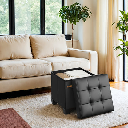 Storage Ottoman, Cube Ottoman with Legs, Footstool, Footrest, 10 Gal. (37L), Synthetic Leather, for Bedroom, Living Room, Dorm