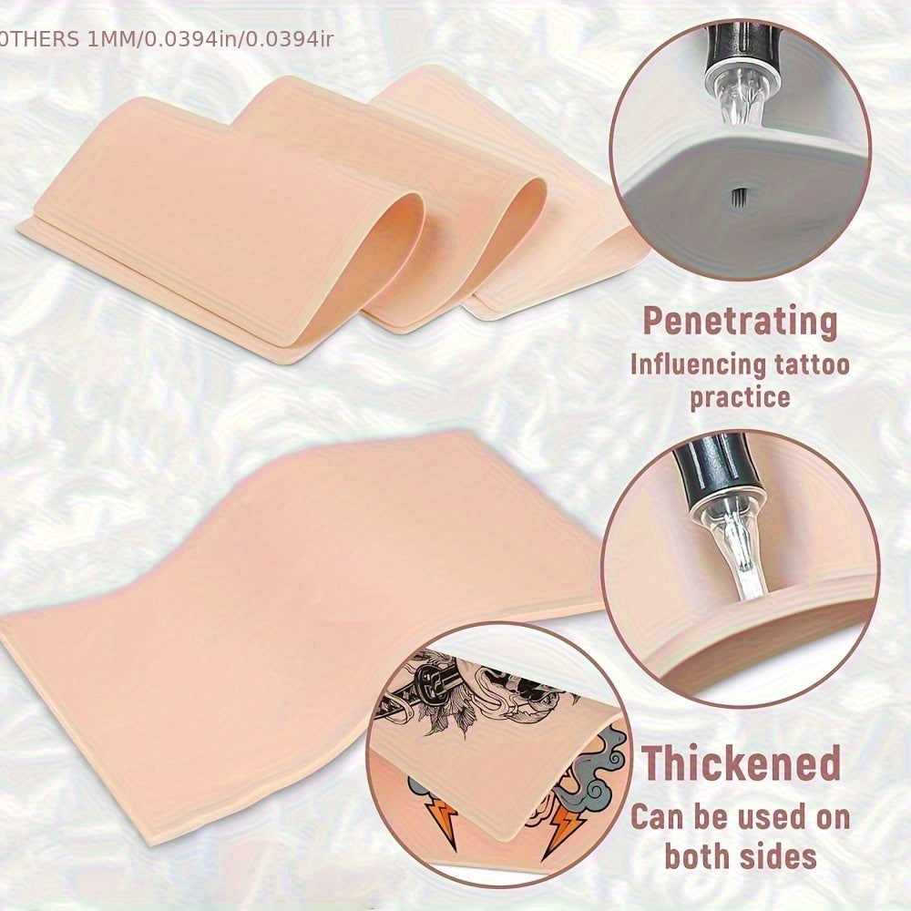 Tattoo Practice Skin Kit – Double-Sided Silicone Training Skin with Transfer Papers for Microneedling, Eyebrow & Lip Tattoo – Soft & Durable Beginner Set (34pcs or 71pcs)