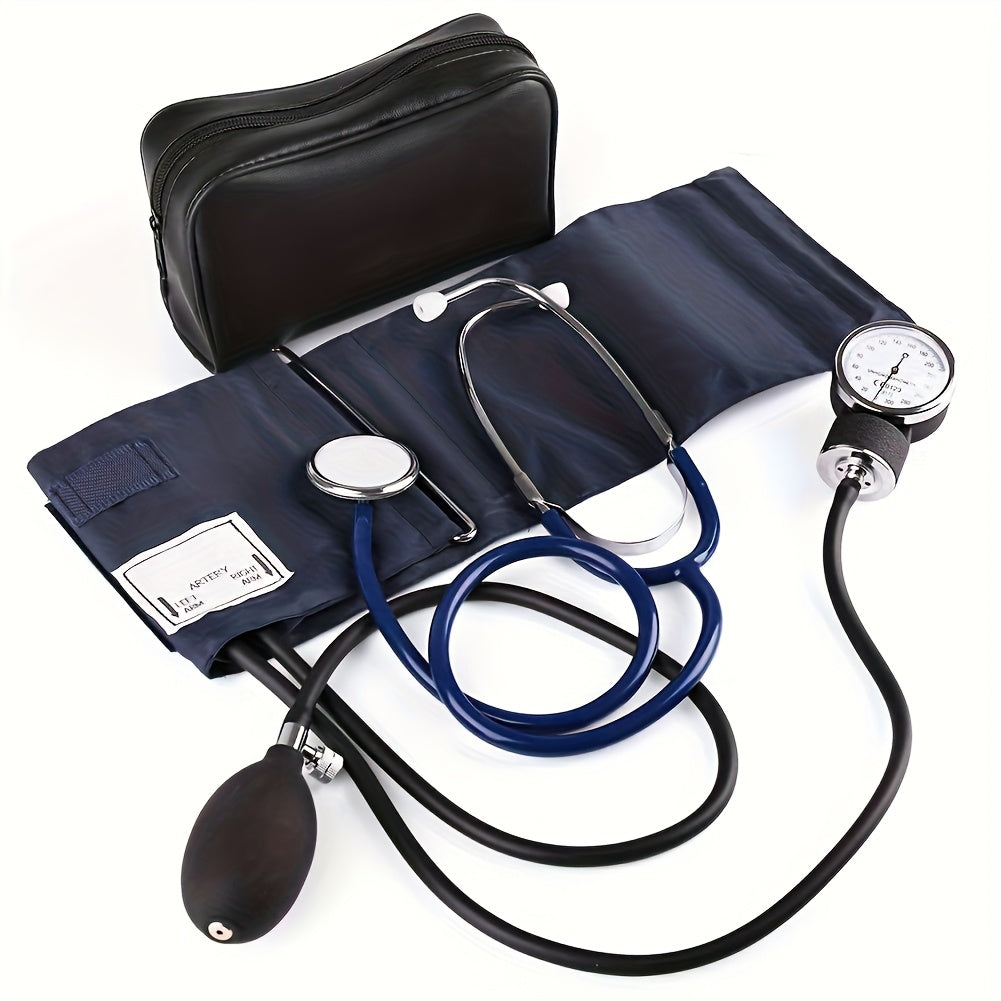 Professional Aneroid Sphygmomanometer with Stethoscope - Adult Sized BP Cuff 10"-16", Includes Case, Navy Blue & Black, No Battery Needed, Portable Blood Pressure Monitor for Home/Travel, Travel Health Essentials, Compact Design, Durable Construction, Eas