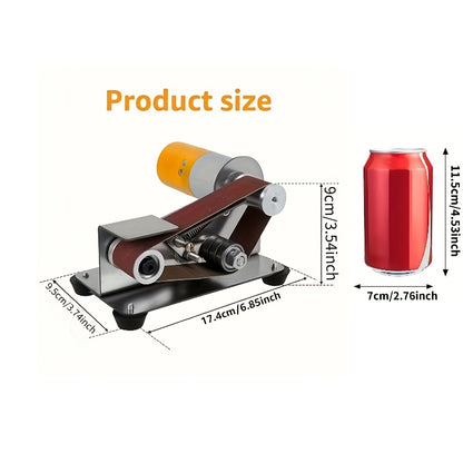 Mini Belt Sander 15 Degree Belt Grinder Electric Power Belt Spindle Sanders 7 Speed Adjustment Knife Sharpener Polishing Kit For Metal Woodworking Knife Making Handmade