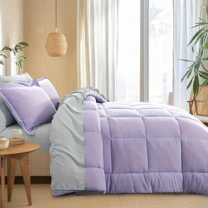7pcs Comforter Set-Luxury Soft Fluffy Bedding With 1 Comforter, 1 Fitted Sheet, 1 Flat Sheet, And 4 Pillowcases & Pillow Cover-All Season Quilte Set Queen, Hypoallergenic, Breathable, Easy Care, Valentine'S Day Bed In A Bag, Gifts For Her