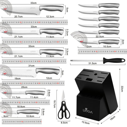 Stainless Steel Kitchen Knife Set Chef Knife Damascus Black Knife Block
