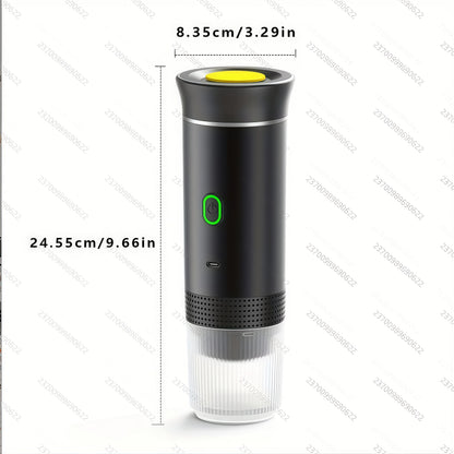Portable Automatic Capsule Coffee Machine, One-Click Brewing, USB Charging, Stylish Black Transparent Design - Ideal Choice for Travel, Dormitories, And Offices | Portable Kitchen Tool, Suitable for Coffee Lovers, Dormitory Coffee Machine