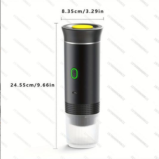 Portable Capsule Coffee Machine USB Rechargeable One-Touch Brewing Compact Automatic Espresso Maker for Travel Office Dorm Room Under 1L Stylish Transparent Design for Coffee Lovers Black White
