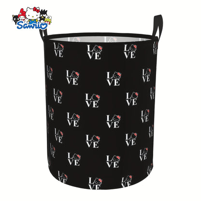 Sanrio Official Hello Kitty Laundry Basket - Cute Iconic Face Collapsible Hamper with Sturdy Handle, Portable Oxford Cloth Portable Storage Suitable for &, Laundry (), Laundry Baskets