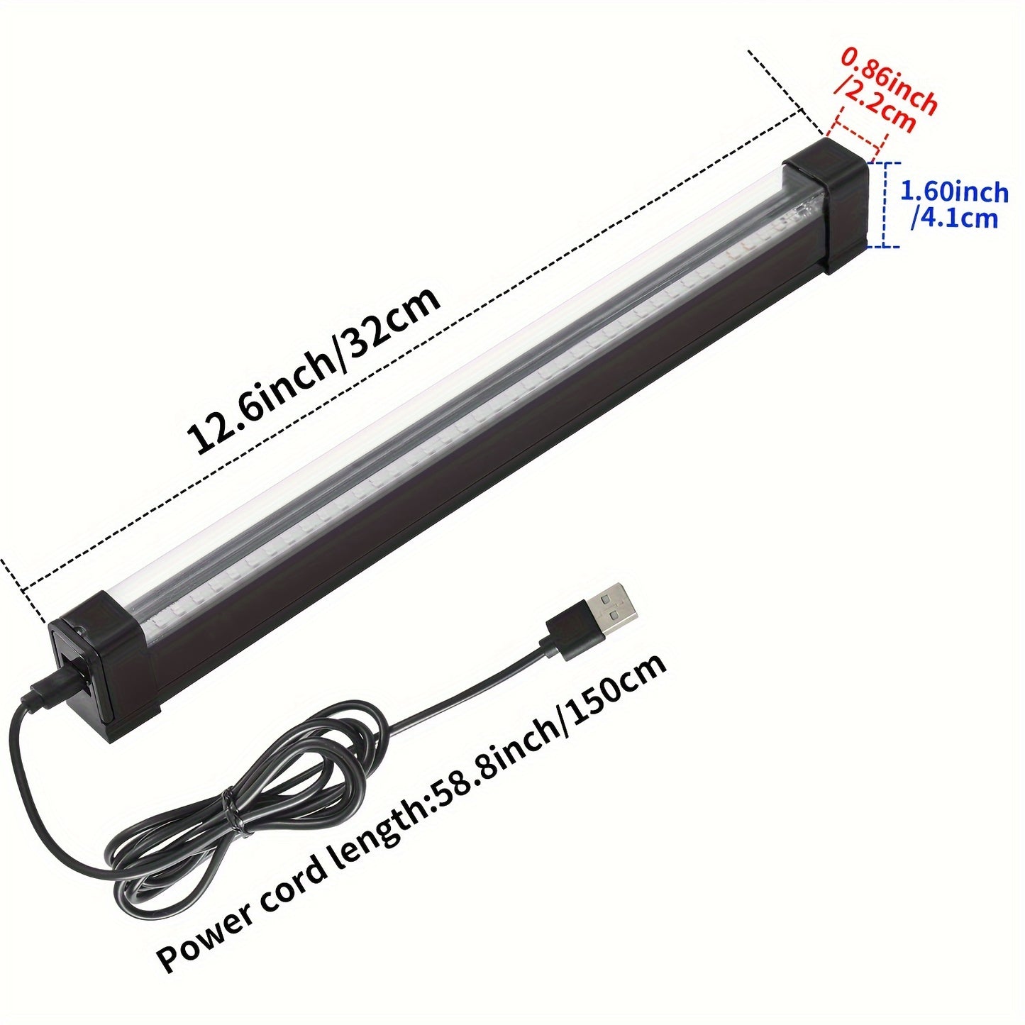 UV Black Light Strip USB LED – 32cm / 12.6ft Portable Magnetic Black Light Tube for Halloween Party, Fluorescent Tapestry, Body Paint, Posters, Christmas & Cabinet Lighting (3-Pack / 4-Pack)