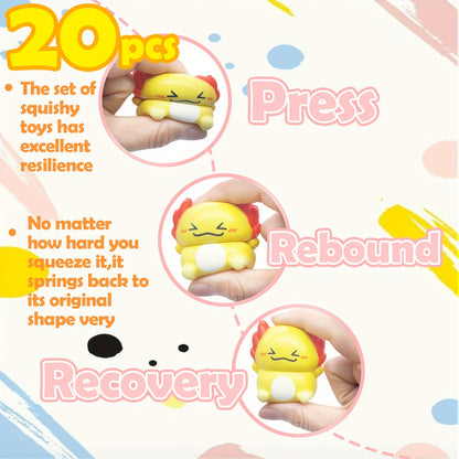 Gift for Her/Him 20 Pack Axolotl Slow Rise Toys Set:Slow-Rise(Individually Wrapped)Small Foam Squishies Toys Ice-Cream Shape Squishy Toy Squeeze Sensory Tall Fun Axolotl Fidget Toys for Kids' Parties & Goodie Bags
