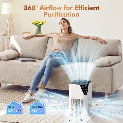 Air Purifier H13 True HEPA Filter for Large Room - Aromatherapy Diffuser, 1076 Sq Ft Coverage, 25dB Ultra Quiet, Removes 99.97% Odors Dust Smoke, Bedroom Kitchen Living Room, Energy Saving Night Light
