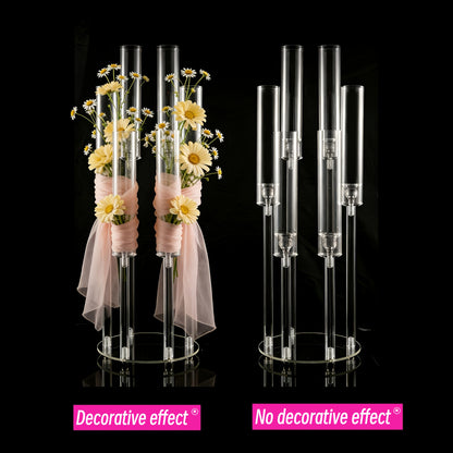 Clear Candelabra 5Arm Candlestick Candle Holder Acrylic, Taper Candle Holders For Wedding Centerpiece Dining Table Party Anniversary Decor