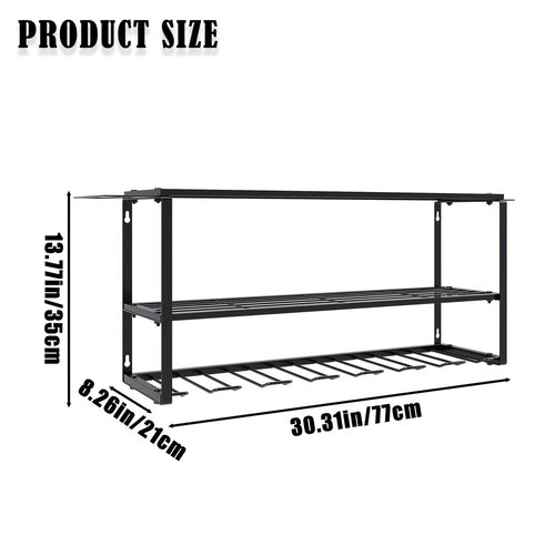 Wall Mount Power Tool Storage Rack, Heavy-Duty 150 Lb Steel 3-Tier & 4-Tier Garage Tool Organizer with 7 Bit Holders – Workshop Shed Basement Wall Storage
