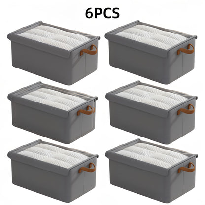 Foldable Storage Boxes with Clear Lids & Handles Large Collapsible Organizer Bins for Clothes, Blankets & Bedding – Bedroom, Wardrobe & Under Bed Storage, 4 or 6 Pack