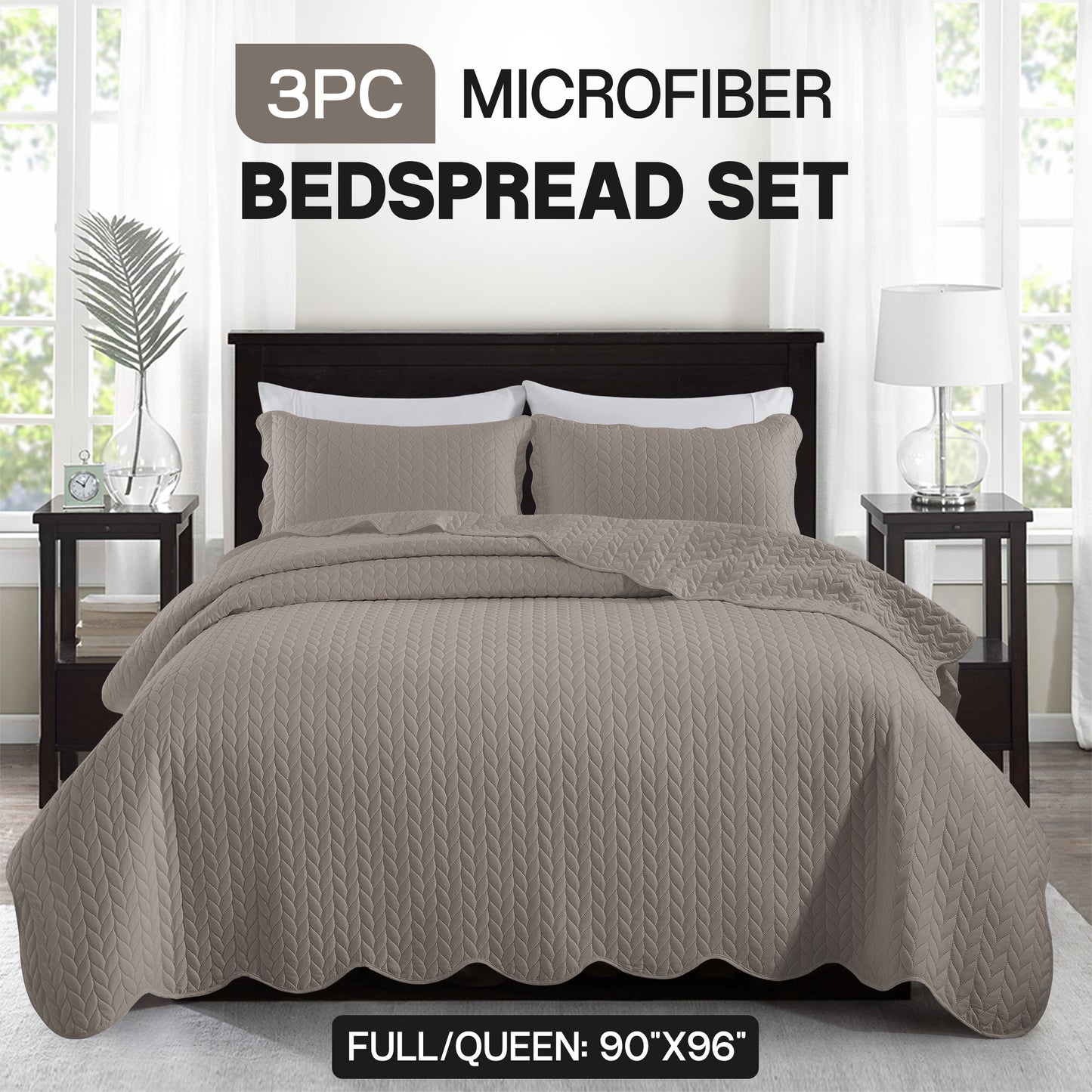 3pcs Bedspread Set Bedspreads with free Pillow Shams - Leaf Pattern Soft & Breathable Bedspread Lightweight Microfiber Bedspread - Modern Style Floral Pattern Coverlet For All Seasons - Christmas Gifts For Family And Friends (1 Bedspread, 1 Or 2 Pillow Sh