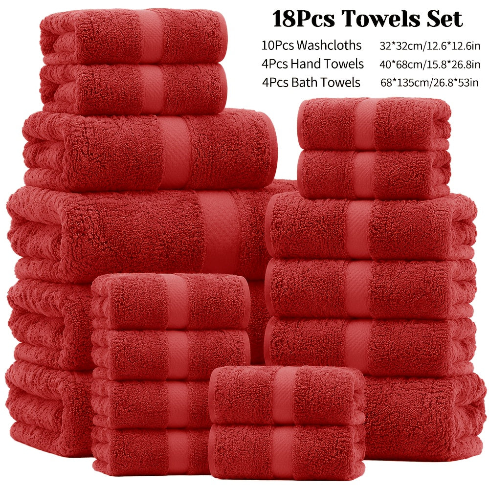 18/16/12pcs Bath Towel Set/12pcs Hand Towels Set, 450GSM, Solid Color Cotton Blended Towels, New Fall Spring Collection, Absorbent, Soft And Comfortable, Bathroom Supplies, Towels for Travel, Shower And Hotel