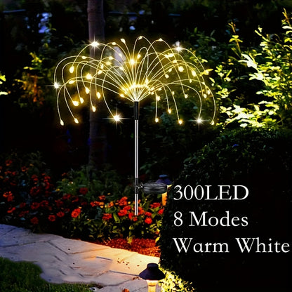 Solar Fireworks Lights, 420/300/200/60 LEDs Waterproof Solar Garden Flower Lights, 8 Lighting Modes, Yard Patio Yard Yard Pathway Yard Villa Outdoor Lighting Christmas Decoration With Stake Decoration Fairy Lights