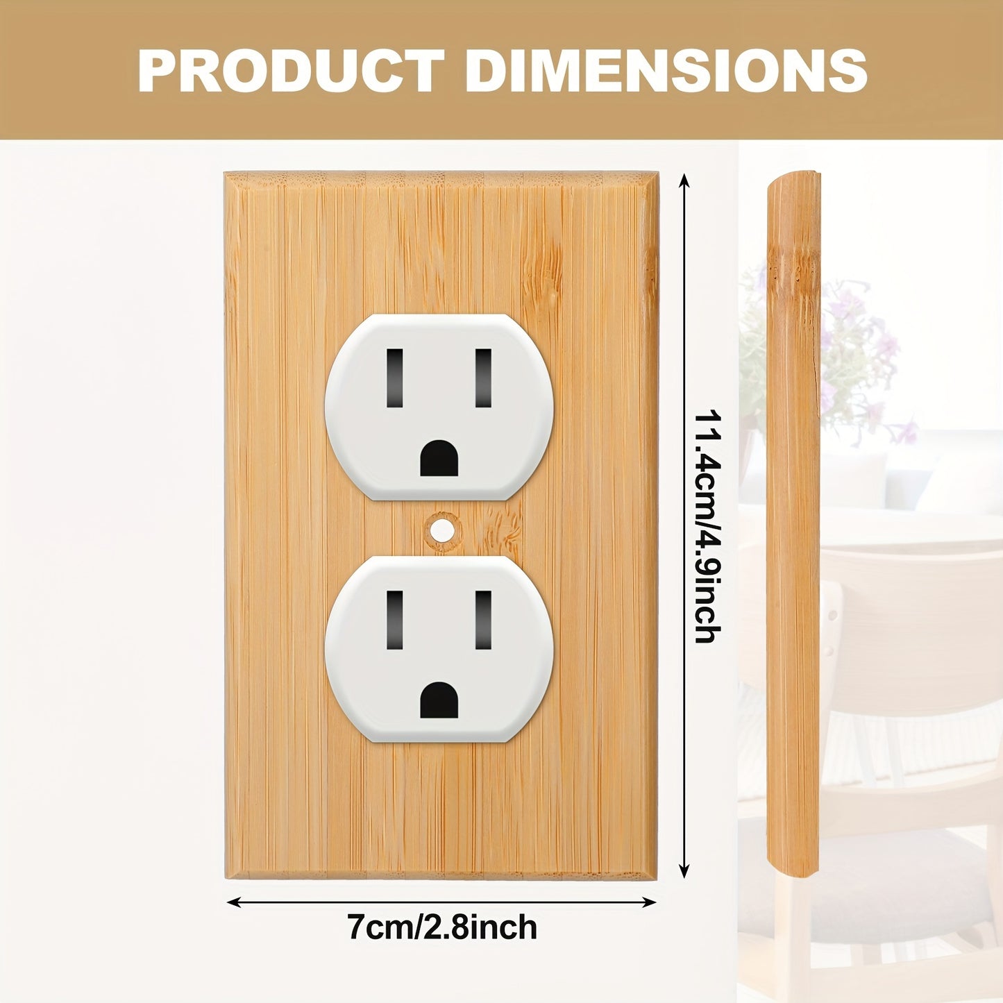Set of 10 Solid Wood Light Switch Panel Socket Covers Measuring 4.5 X 2.76 Inches, Featuring Bamboo Wood Trim Suitable for Bedrooms, Kitchens, And Homes (For Double Hole Sockets)