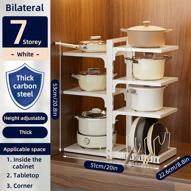 2/3/4/5/7-Tier Adjustable Kitchen Storage Rack, Multi-Layer Drain Organizer For Pots, Pans And Cutlery, Paint Finish, Black, Kitchen Storage,Pot Racks