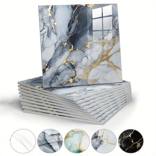 20pcs 11.8-Inch Square Space-Style Tiles, Waterproof PVC Material, Self-Adhesive, Suitable for Bathroom, Kitchen, And Living Room Interior Decorative Panels, Bathroom Tiles