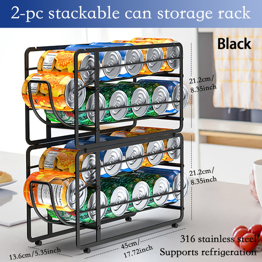 Can Dispenser Rack 2 Pack Stackable Sliding Metal Can Organizer for Kitchen Pantry Cabinet Countertop Canned Food Storage