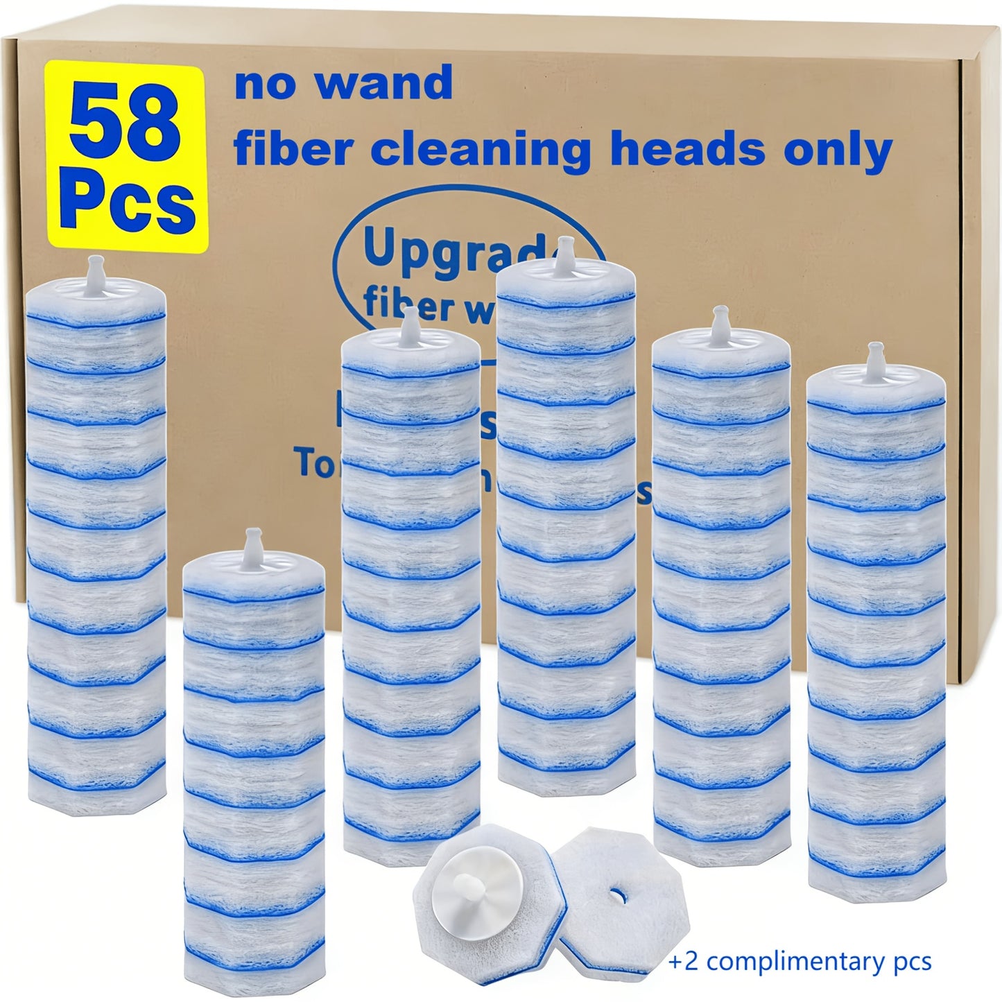 120/58 Count Toilet Wand Refills Without Handle, Disposable Fiber Toilet Wand Refills Compatible with CloroxxBrands Wand, Upgraded Fiber Brush Refills for Toilet Bowl Cleaning