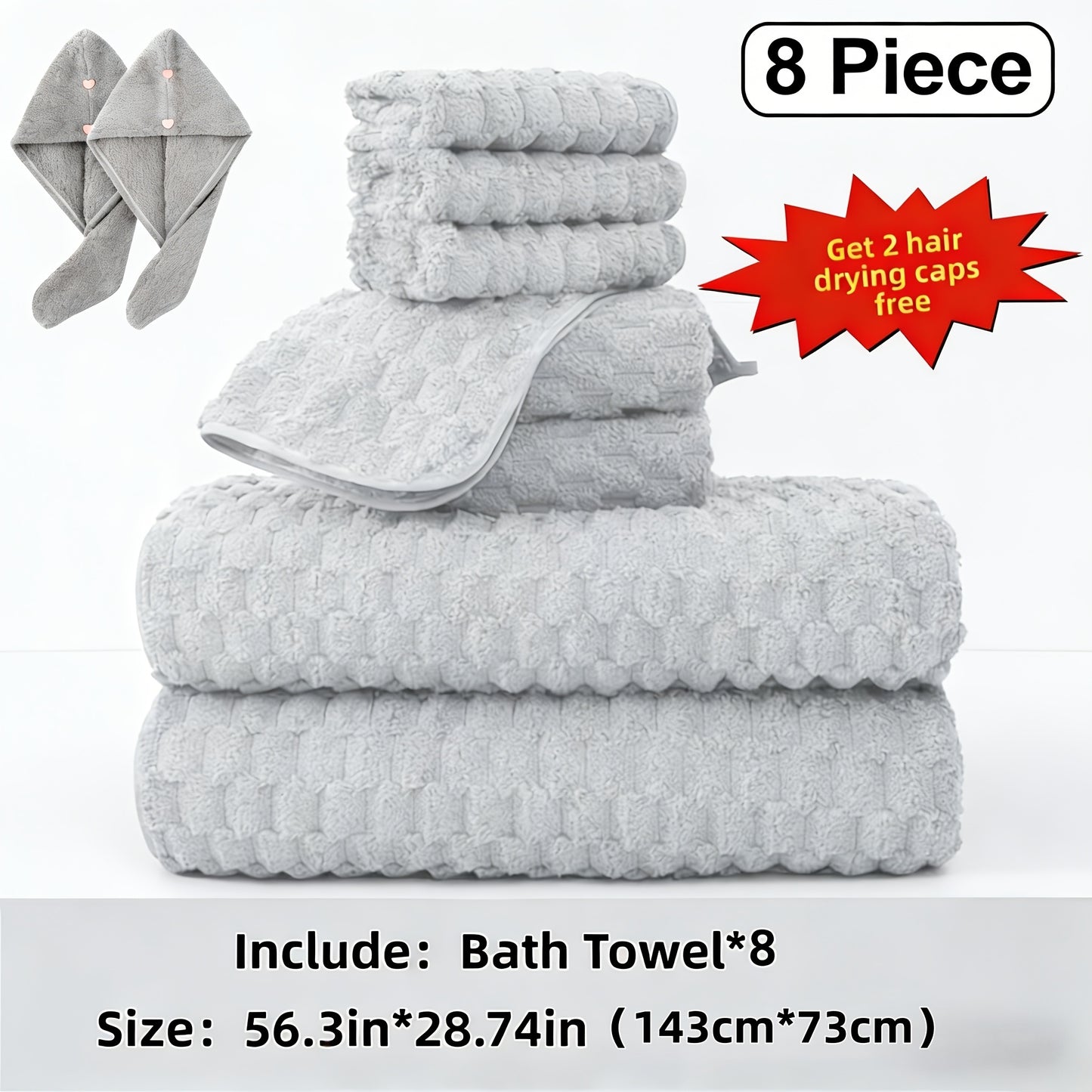 8/4pcs Bath Towel Set - 56.3"x28.74" Microfiber Bath Towels, Ultra-Soft Quick-Dry, Skin-Friendly, Random Color 4pcs Set, Multi-Color Combo (Pink, Light Blue, Dark Gray) - Luxury Spa-Quality Bath Towels for Home, Family, Or Gifting - Modern Coastal