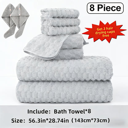 8/4pcs Bath Towel Set - 56.3"x28.74" Microfiber Bath Towels, Ultra-Soft Quick-Dry, Skin-Friendly, Random Color 4pcs Set, Multi-Color Combo (Pink, Light Blue, Dark Gray) - Luxury Spa-Quality Bath Towels for Home, Family, Or Gifting - Modern Coastal