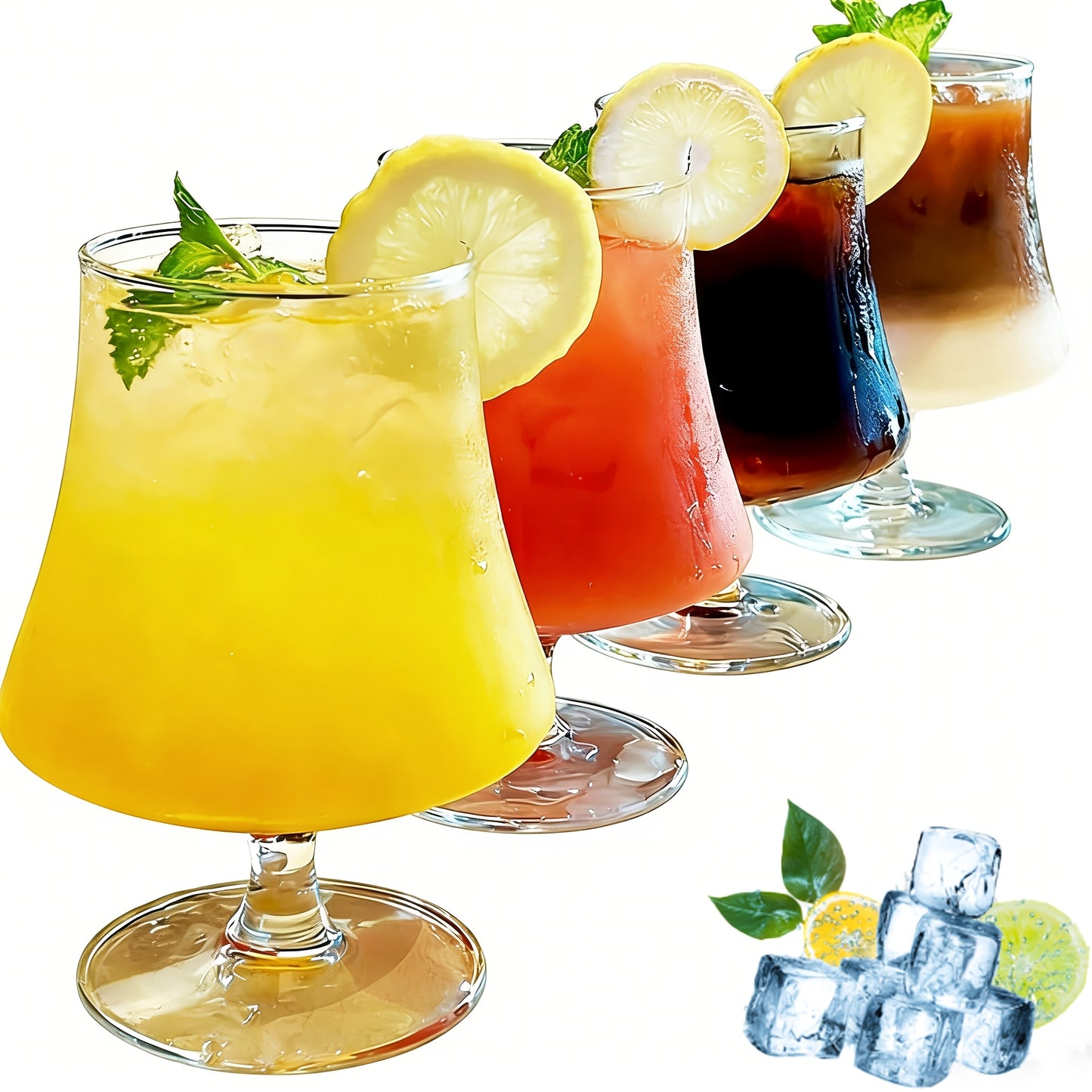 Roostertail Glasses Set Of 4, 16oz Short Stem Wine Glass for Spirits, Vodka, Scotch, Brandy, Roostertails for Easter Sunday