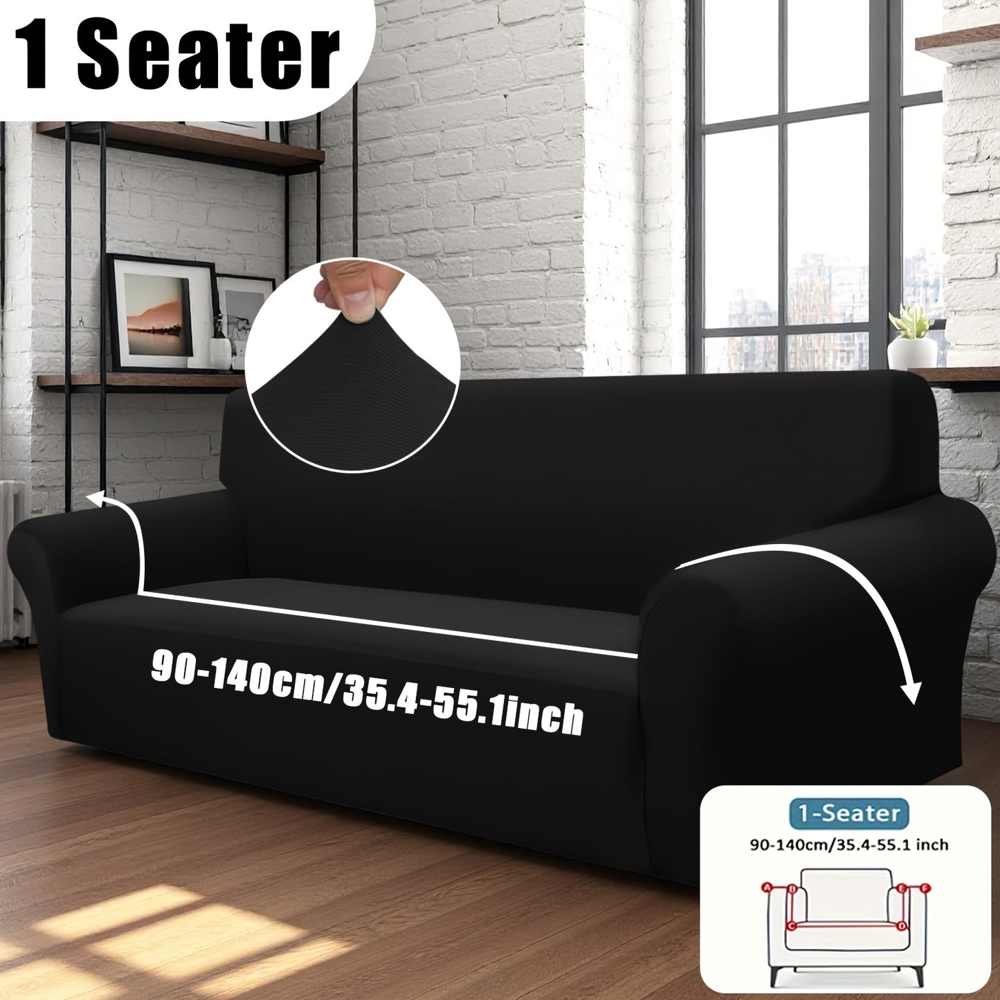 Classic Stretch Sofa Cover with Elastic Band, Milk Fiber Fabric Slipcover-Grip, Machine Washable, Polyester & Spandex, Fits Armchair to 4-Seater Sofas, International Style Throw Design