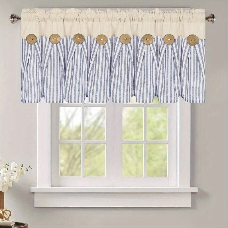 Semi Sheer Curtains Bohemian Linen Cotton Patchwork Grommet Top Window Drapes for Bedroom Living Room Kitchen Bathroom Cafe - Boho Country Cottage Style 4 Seasons 1 or 2 Panels