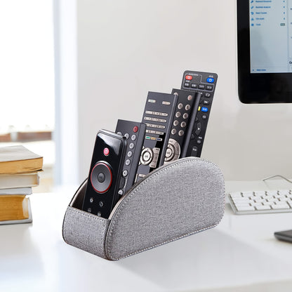Remote Control Holder with 5 Compartments, Faux Leather Multifunctional Desktop Storage Box/Remote Organizer Caddy/Pen Case/Home Storage Container for Remote Controls, Pens, Eyeglasses, Makeup Brushes, Office Stationery, etc. Home Decor and Accessories, S