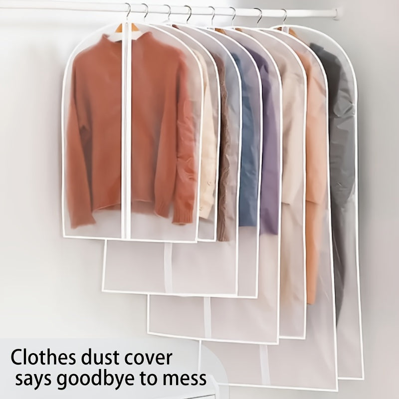 10pcs Waterproof Transparent Clothing Bags, with Full Zippers, Travel Hanging Garment Bags for Wardrobe Storage, Compact Storage, Space-saving Solutions Durable Plastic Lightweight Materials Clothes Bags Minimalist Lifestyle Business Professionals