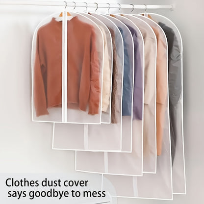 10pcs Waterproof Transparent Clothing Bags, with Full Zippers, Travel Hanging Garment Bags for Wardrobe Storage, Compact Storage, Space-saving Solutions Durable Plastic Lightweight Materials Clothes Bags Minimalist Lifestyle Business Professionals