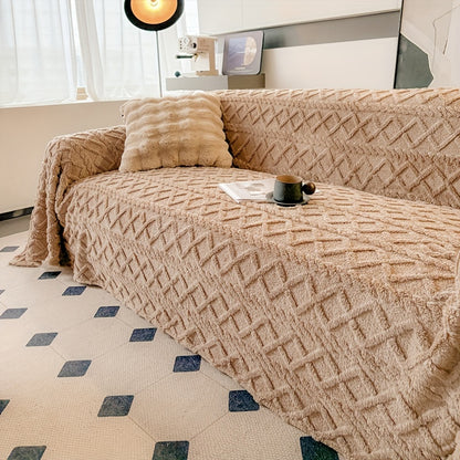 1pc Modern Jacquard Shu Velveteen Sofa Throw Cover - Pet Friendly Slipcover with Soft Plush Feel - Machine Washable, Non-Printing Single Piece Couch Protector for Home Decor - Fits Armchair to 4-Seater Sectional Sofas