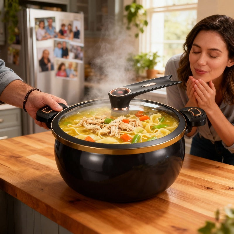 Large Capacity Soup Pot with Twist Lock Handle, Suitable for Quick Cooking, Non Stick Pot 1.85 US Gallon Multifunctional Cooking Pot, Gas Stove, Open Flame And Induction Cooker, Universal Stew Pot for Households, Restaurants