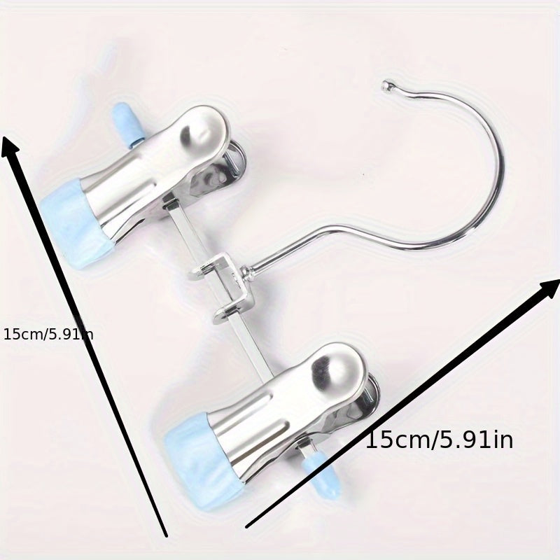 10pcs Non-marking Clip Hook Stainless Steel Hanger, Retractable Multi-functional Metal Non-slip ren'S Clothes Drying Rack with Sock Hook, Suitable for Family Wardrobe Storage and Drying Use, Spacesaving Hanger, Closet Organization, Sleek Hanger, Compact D
