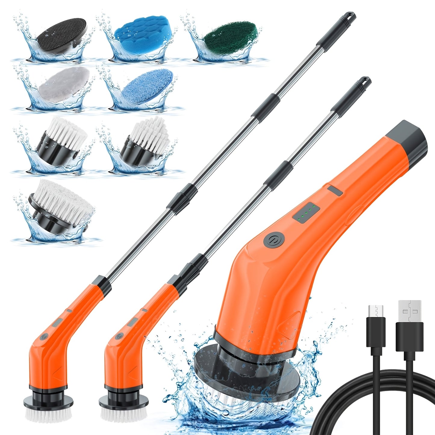 2026 New Multifunctional Electric Cleaning Brush, Telescopic Long Handle 7-in-1 Cleaning Brush, Cleaning Tool, Household Floor And Kitchen Sweeping Brush