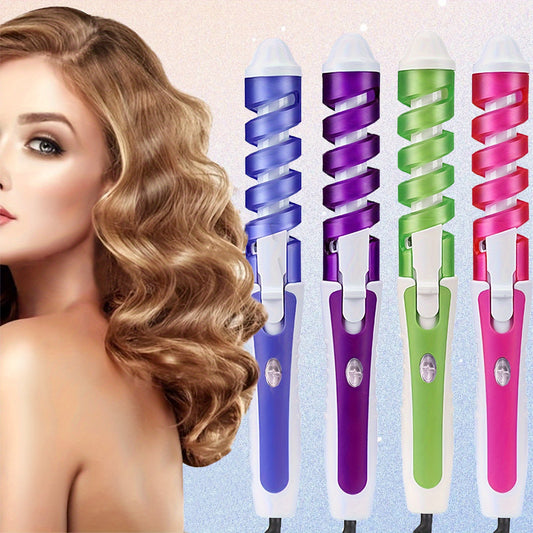 Automatic Spiral Curling Iron 360° Electric Hair Curler - Auto Rotating Curl Wand, Lightweight & Portable, Easy to Use, Includes 2 Clips & 1 Comb, Gift for Women, Pink, Purple, Blue