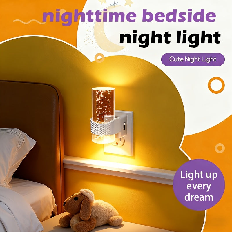 Wall-Mounted Night Lights That Plug In, Featuring LED Technology with a 3000K Dimmable Option And Adjustable Brightness. These Modern Automatic Night Lights Come with a Light Sensor, Perfect for Hallways And Bedrooms, Available in a Pack of Two