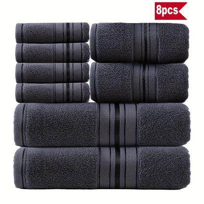 Luxury 8pcs Bath Towel Set, 100% Cotton Premium Hotel Quality, Includes 2 Bath Towels, 2 Hand Towels, 4 Washcloths, Soft Absorbent Spa Towel Collection, Ideal for Bathroom, Hotel, SPA